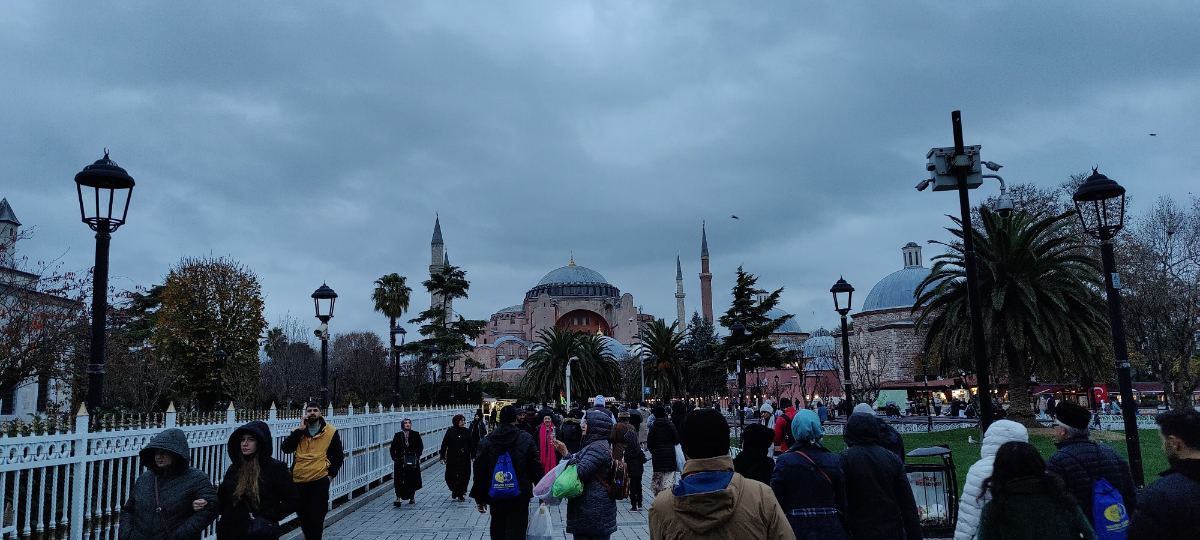 Heaven Tours traveler near Hagia Sophia during an Istanbul stopover