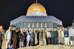 Heaven Tours USA group at Dome of the Rock Jerusalem at night