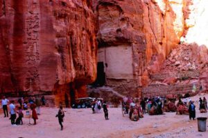 Heaven Tours USA group inside the Siq at Petra Jordan