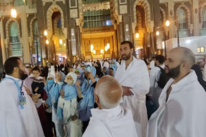 Heaven Tours Ramadan Umrah group at Taraweeh prayers inside Masjid Al-Haram Makkah