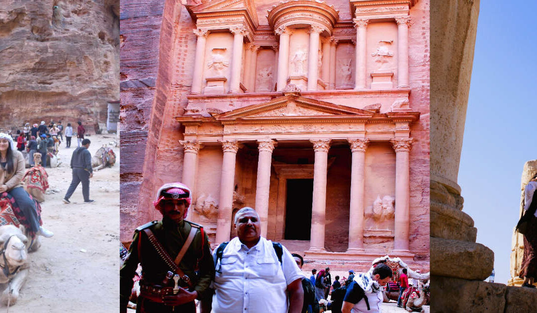 Jordan and Holy Land tours from USA - Petra Treasury with Heaven Tours clients Jordan